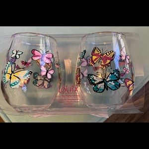 Enesco Designs by Lolita Butterfly Acrylic Stemless Wine Glasses 2 sets of 2